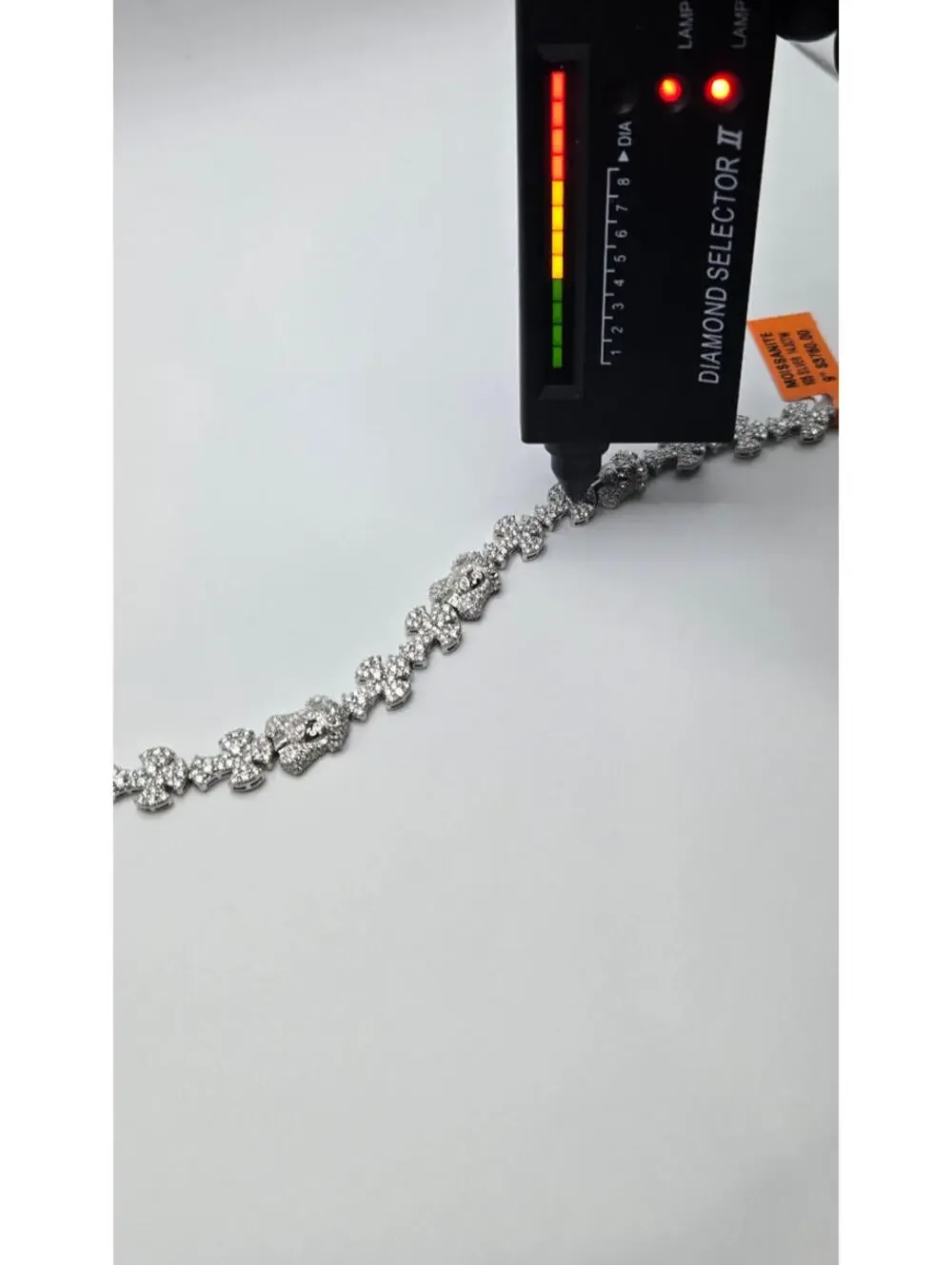 Real MOISSANITE Jesus Face & Cross Bracelet, 925 Sterling Silver, 9in Icey
